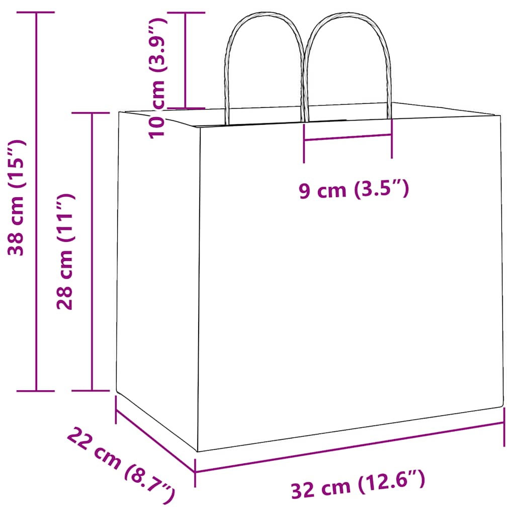 papirposer 250 stk. med håndtag 32x22x28 cm gul