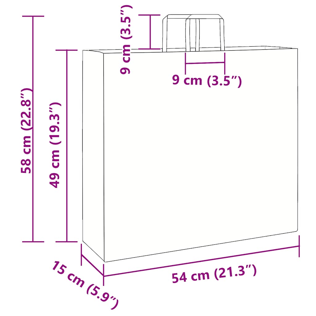 papirposer 250 stk. med håndtag 54x15x49 cm blå