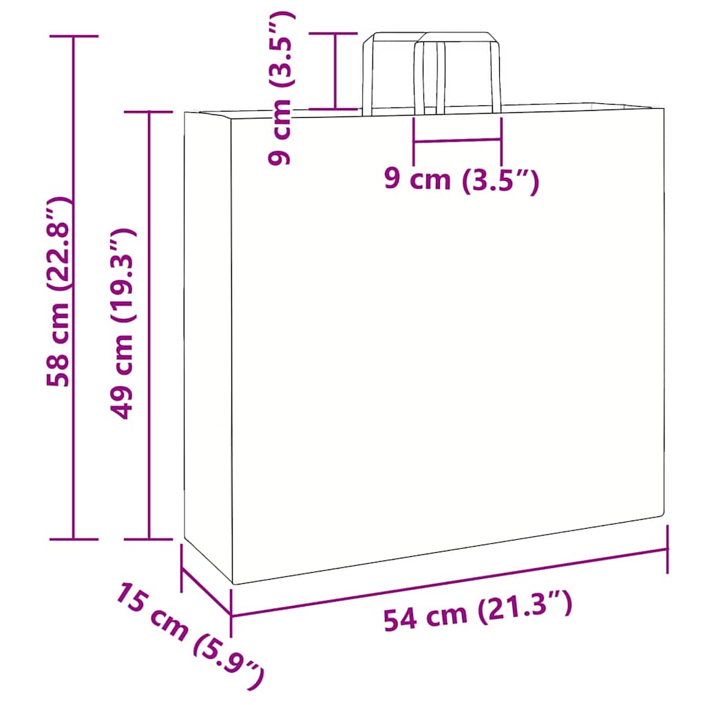 papirposer 50 stk. med håndtag 54x15x49 cm gul