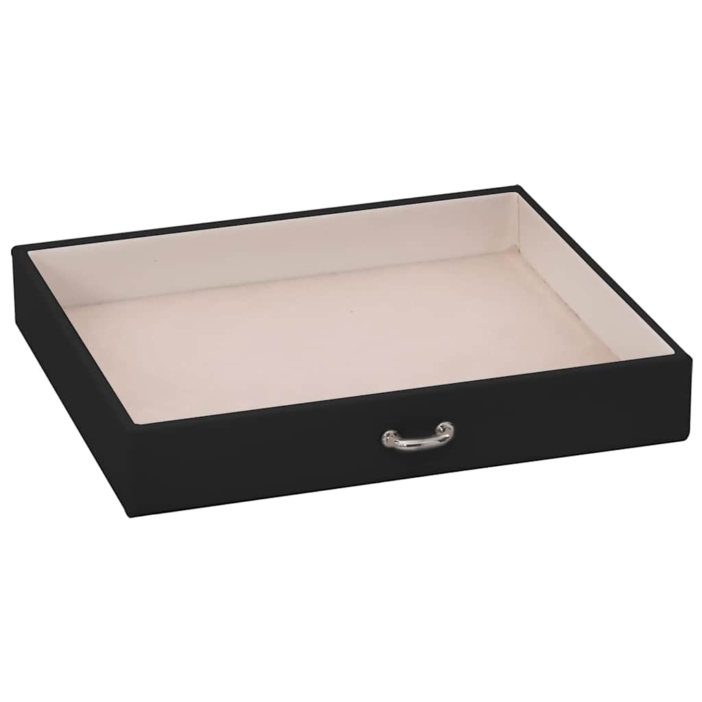 smykkeskrin 4-lags med spejl låsbar 22,5x17,5x16,5 cm sort