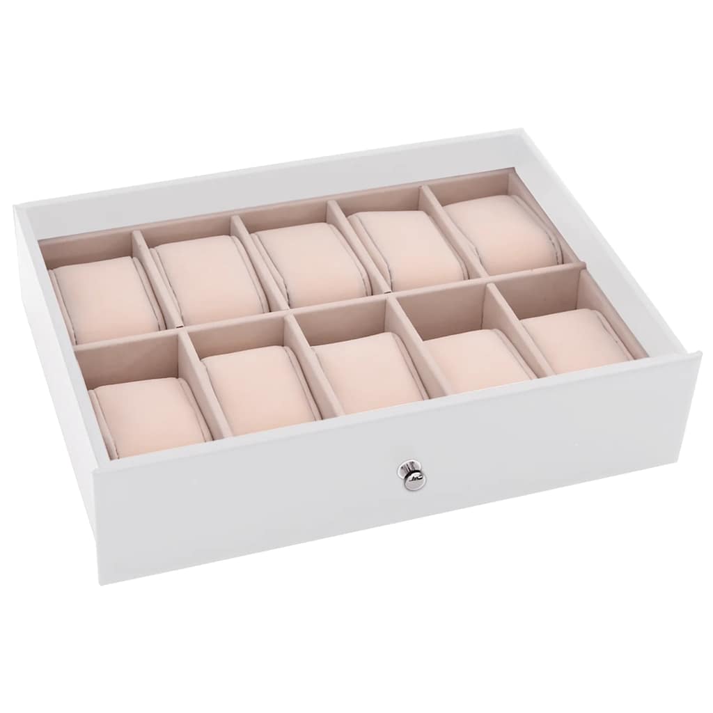 smykkeskrin 10-lags med urholdere hvid 29x20,5x40,5 cm