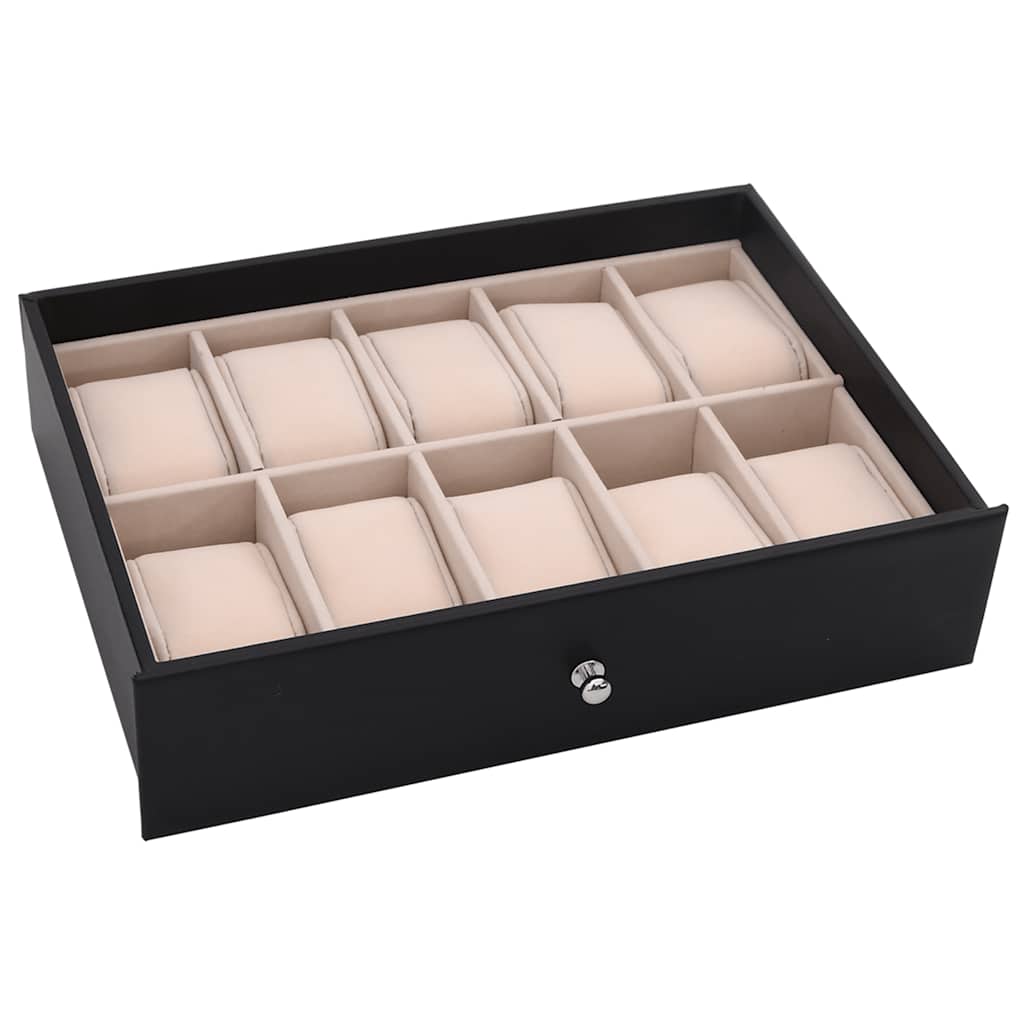 smykkeskrin 10-lags med urholdere sort 29x20,5x40,5 cm
