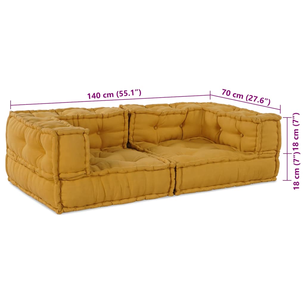 2-personers modulsofa stof 140x70x36 gul
