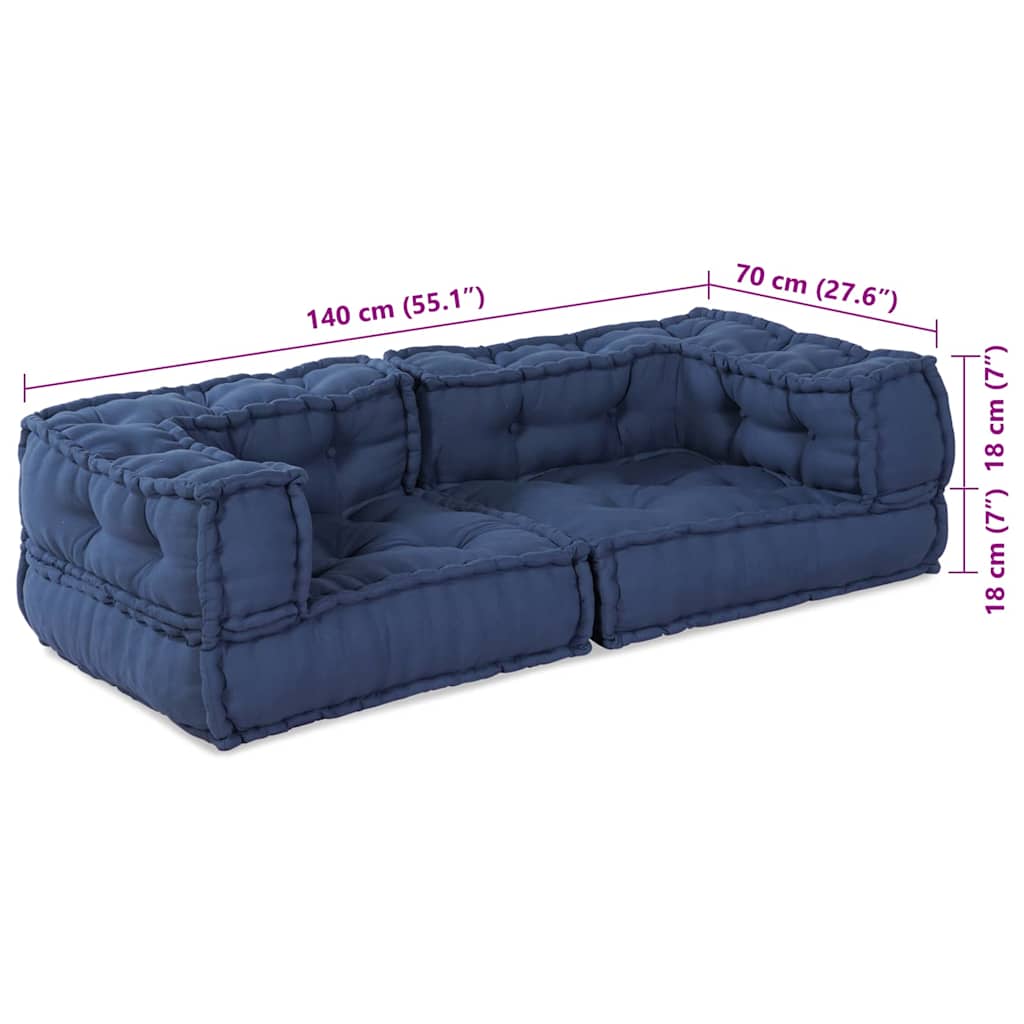 Modulssofa Enhed 3 pcs Indigo 140 x 70 x 36 cm Stof