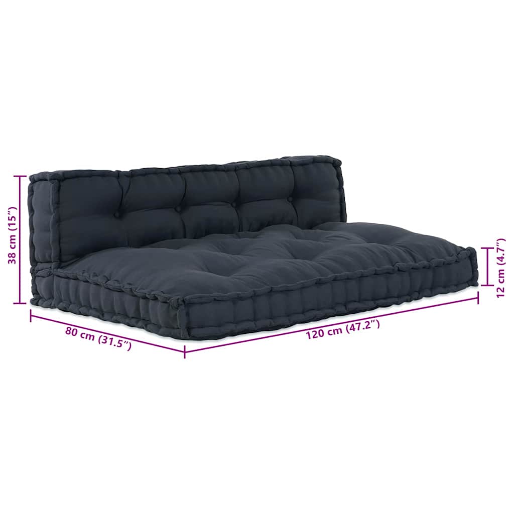Palle Sofa Pude 2 pcs Antracit 120 x 80 x 38 cm Stof