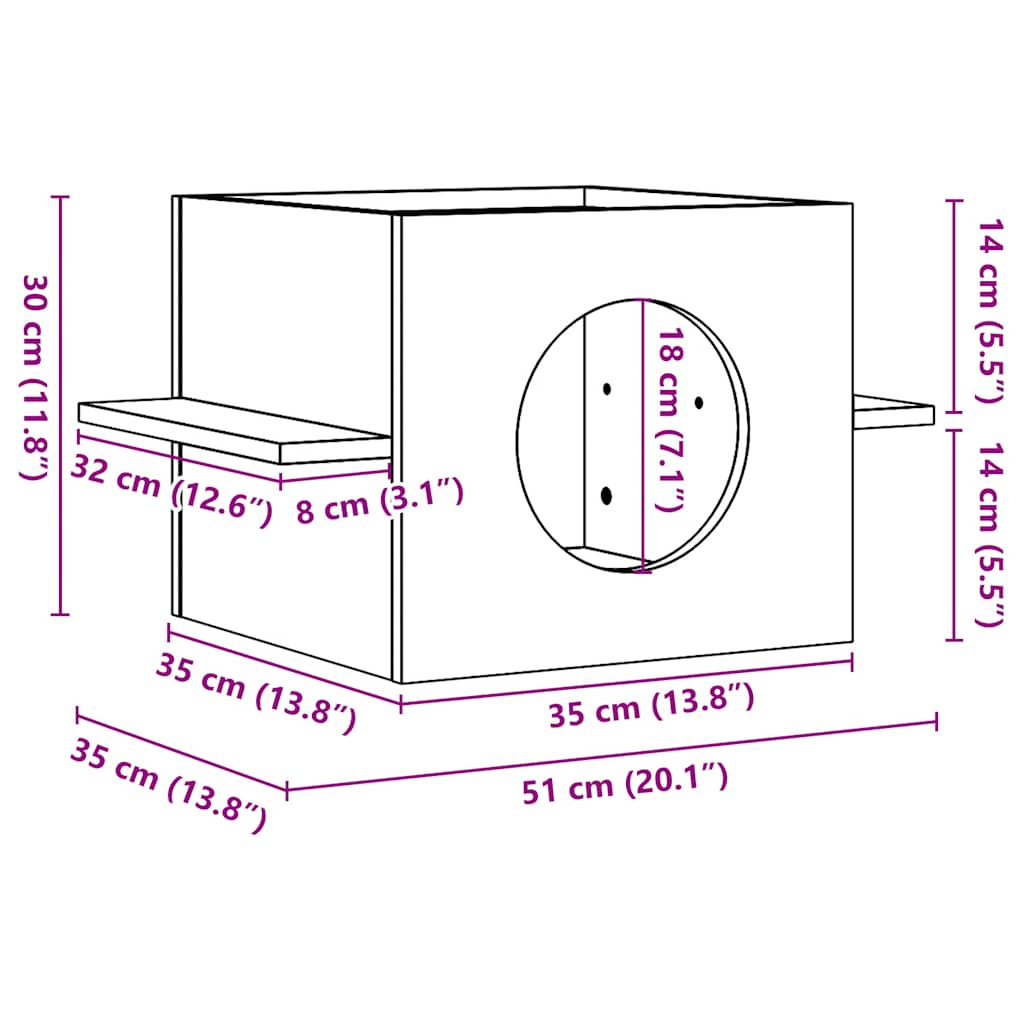 kattehus 51x35x30 cm massivt fyrretræ