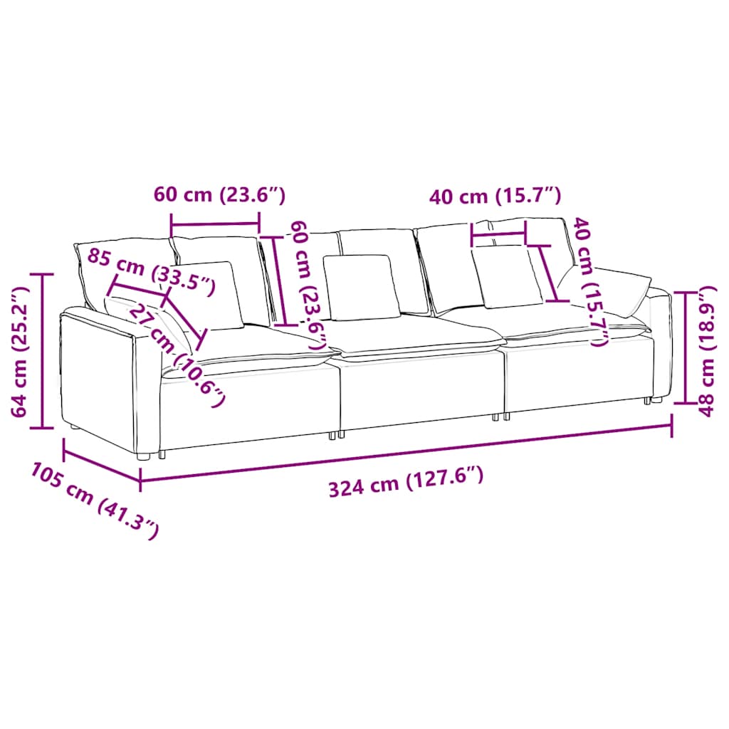 modulsofa med hynder skygrå