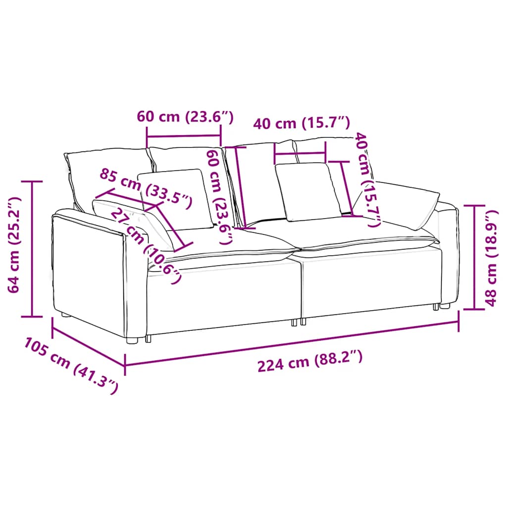 modulsofa med hynder cremefarvet