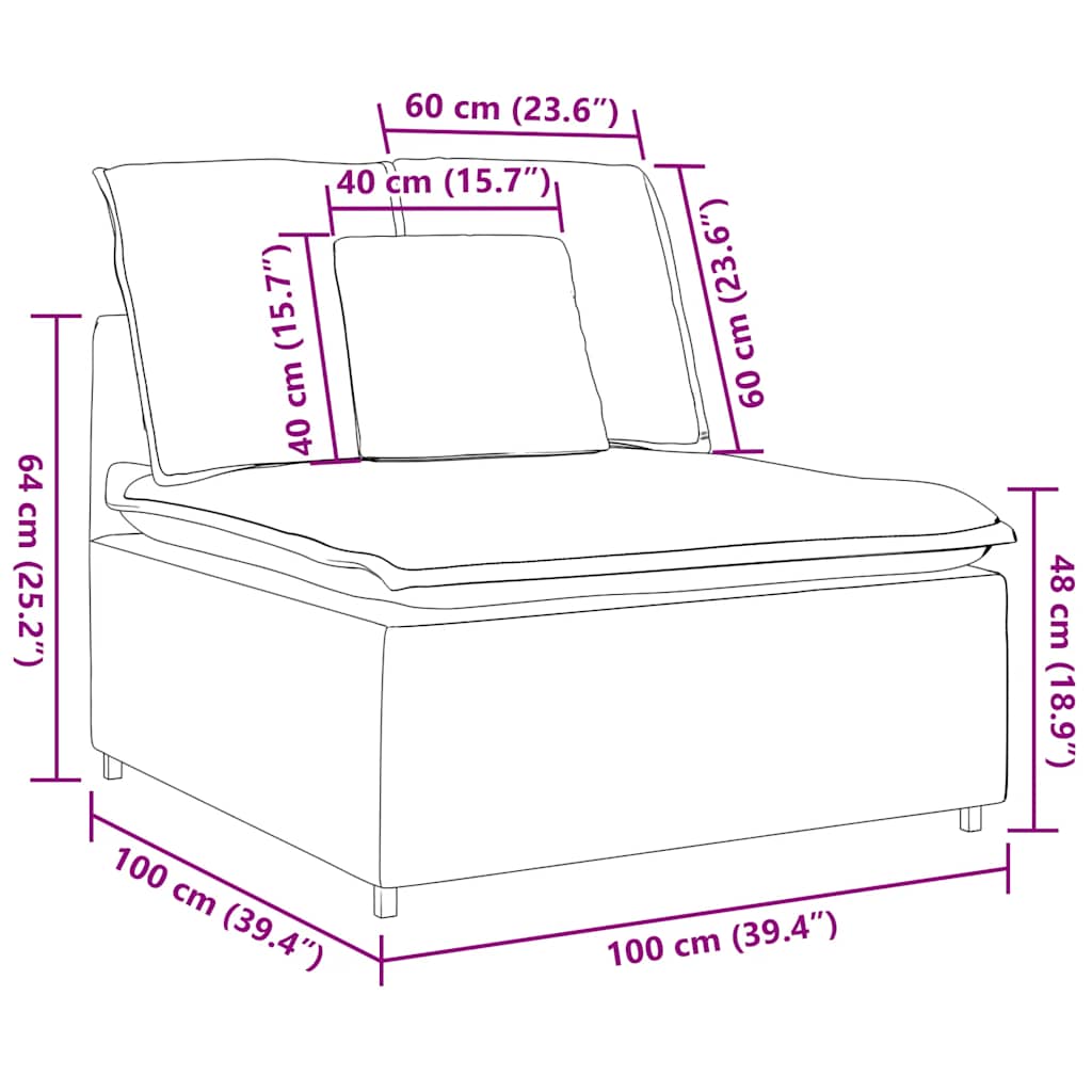 modulopbygget sofacentermodul med hynder 100 cm sort