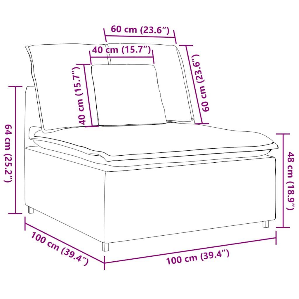 modulopbygget sofacentermodul med hynder 100 cm beige