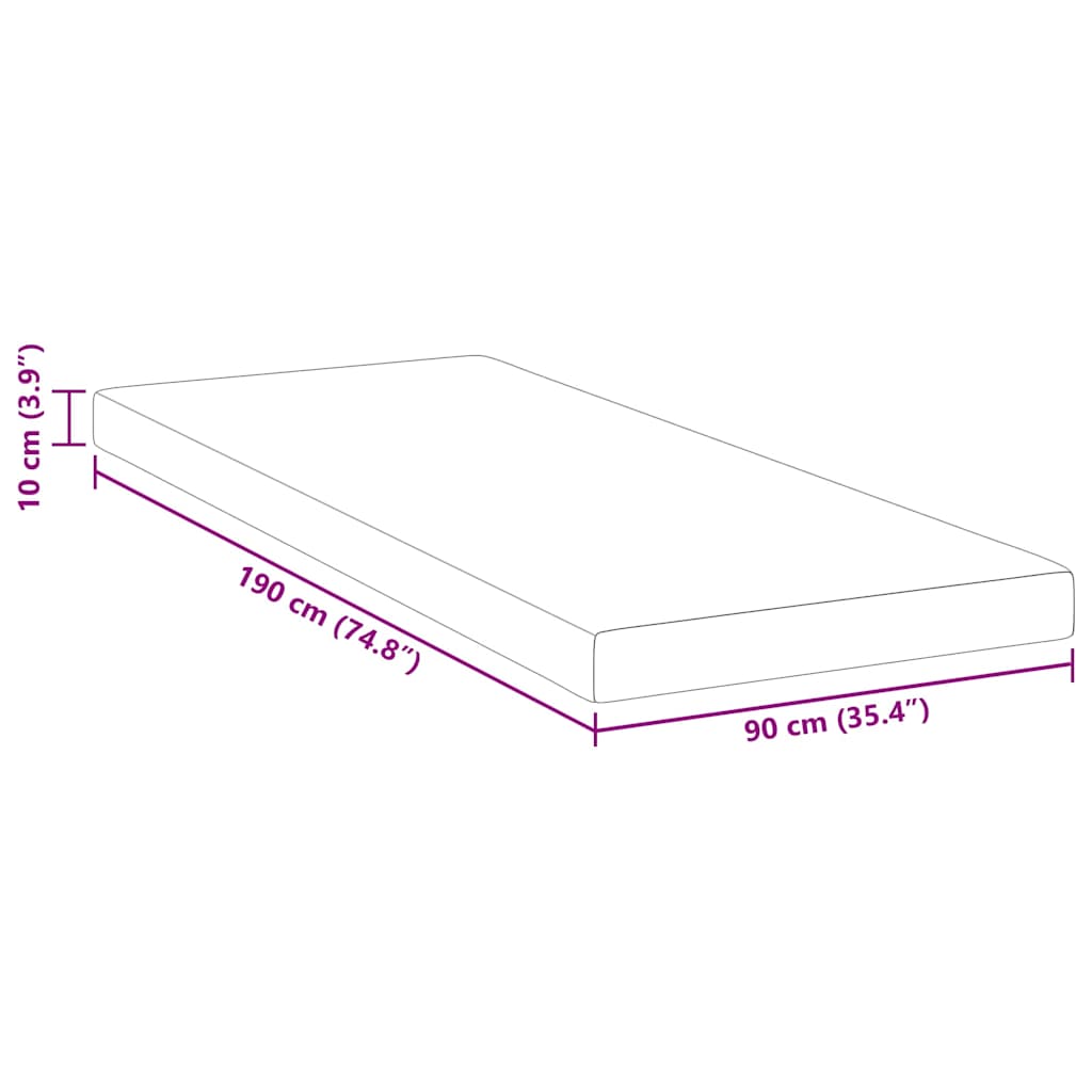 Minde skum madras top 90 x 190 cm Thick Stof-100% polyester