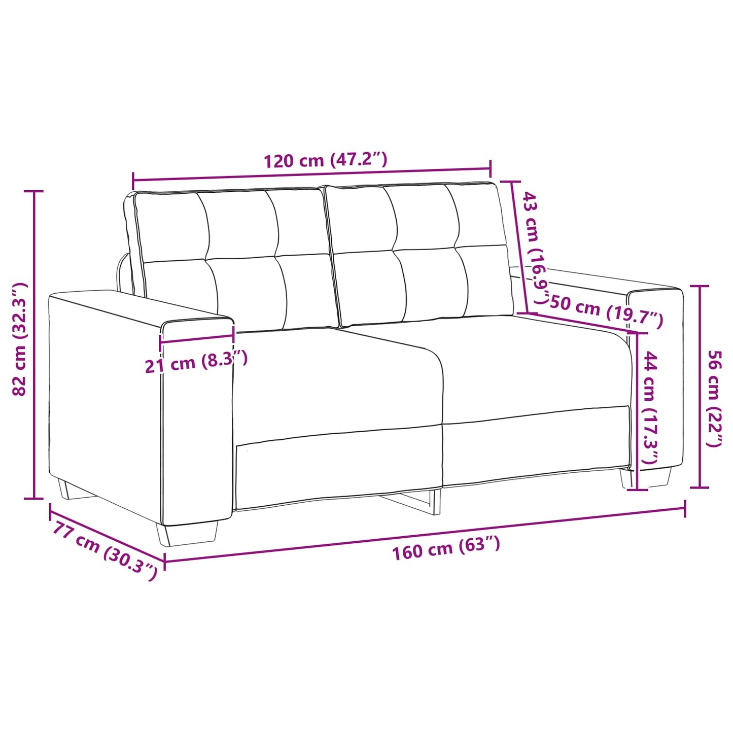 Sofa 3 stk. Brun Linned-blandet stof