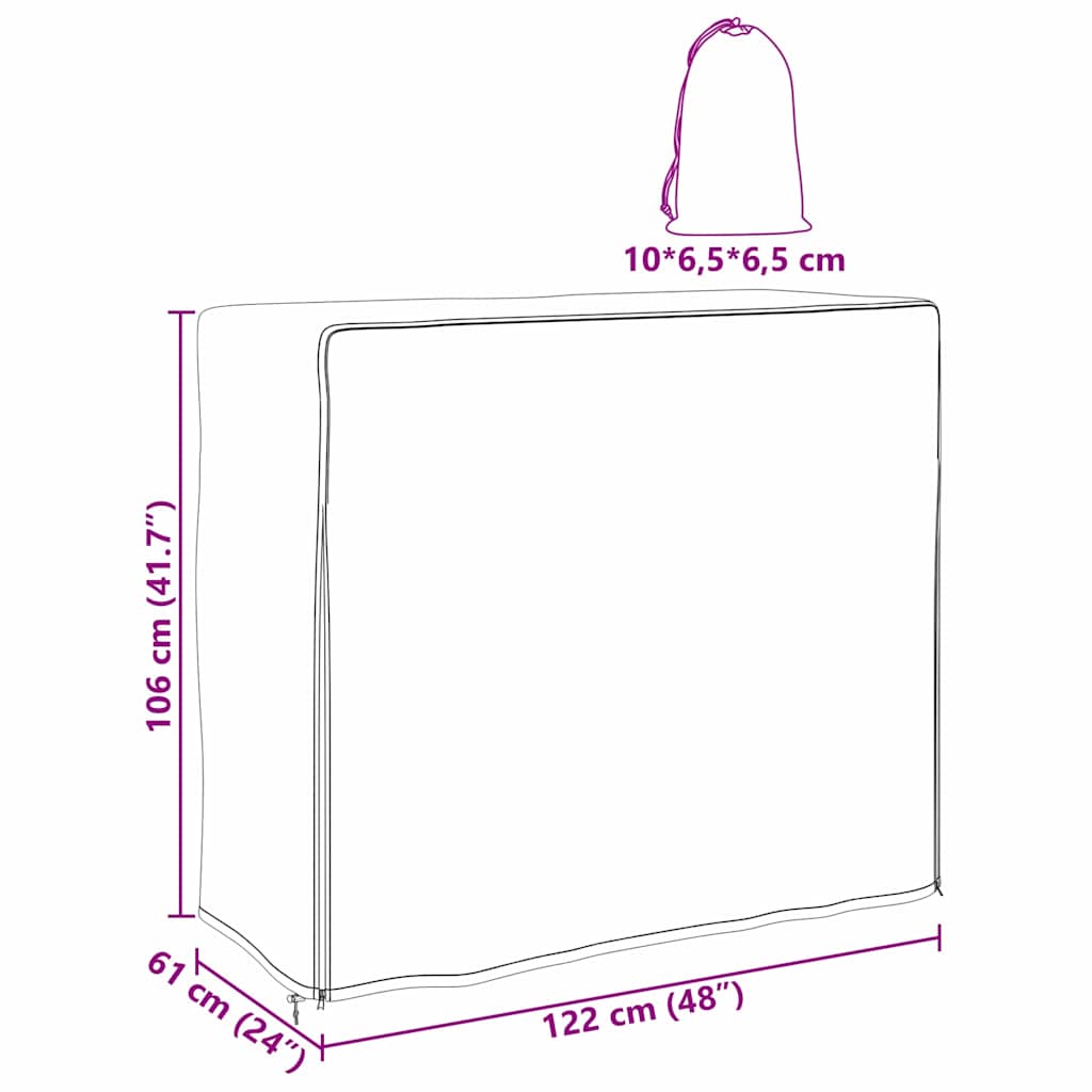 Brændestabelafdækning Sort 61 x 122 x 106 cm 420D Oxford stof