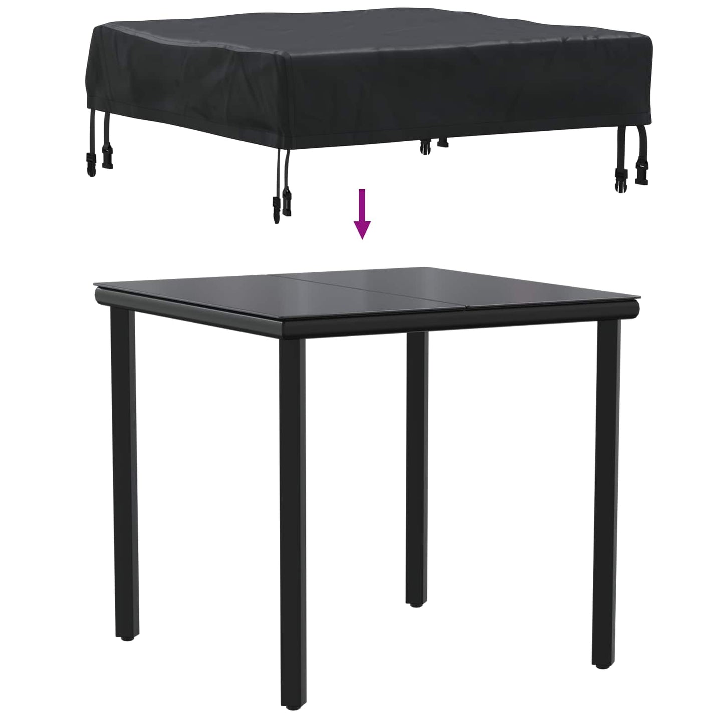 Borddække Ensfarvet Sort 62 x 62 x 15 cm 600D Oxford Stof