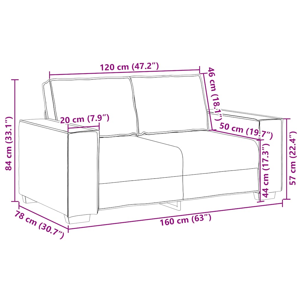 2-personers sofa skygrå 160x78x84 cm stof