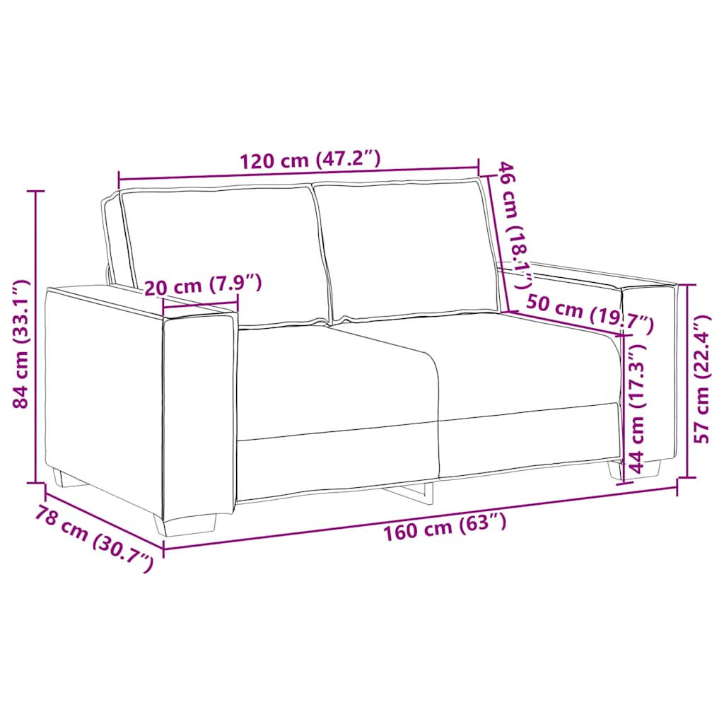 2-personers sofa 160x78x84 cm fløjl mørkegrøn