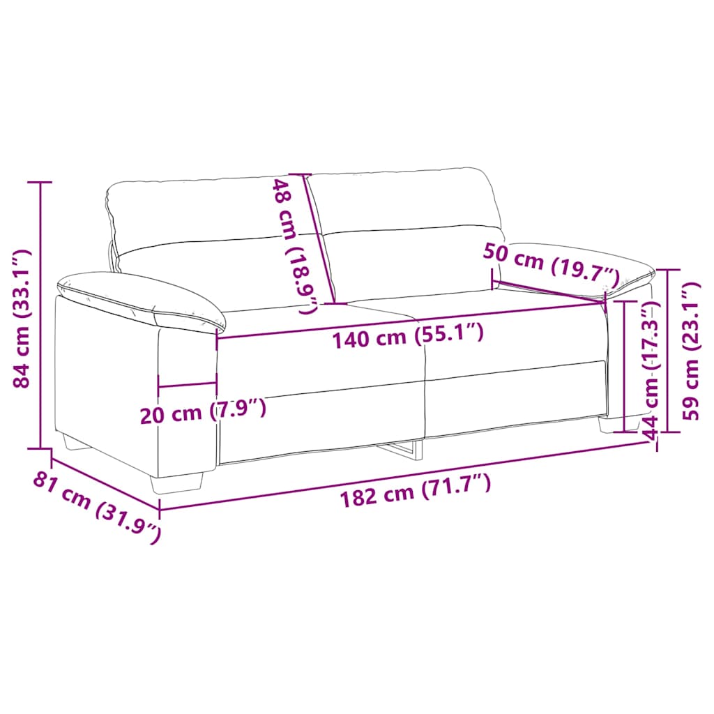 2-personers sofa cappuccino 180x81x84 cm kunstlæder