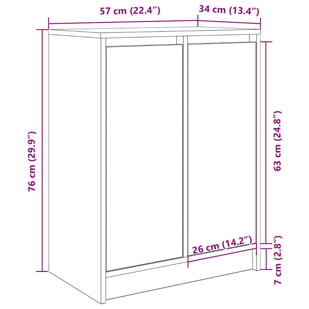 skoskab 57x34x76 cm konstrueret træ betongrå