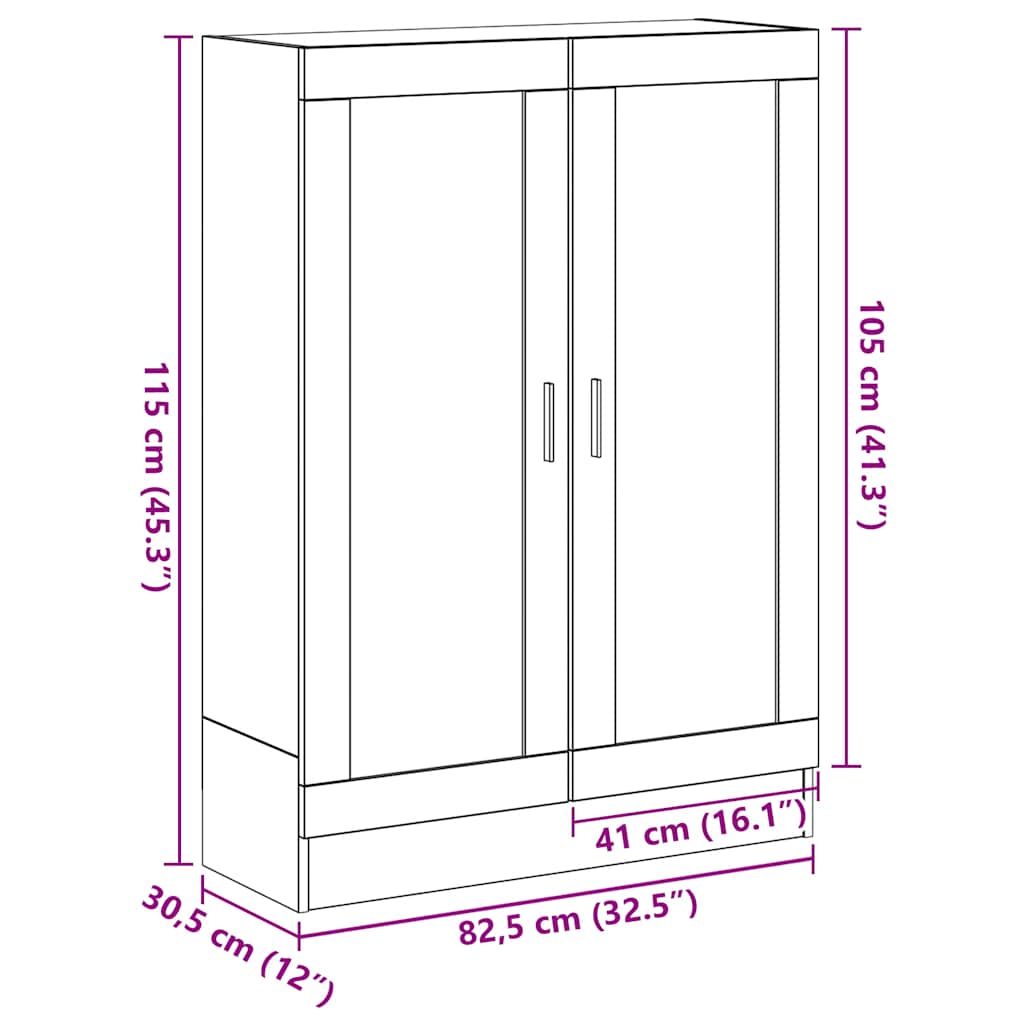 bogskab 82,5x30,5x115 cm konstrueret træ sort egetræsfarve
