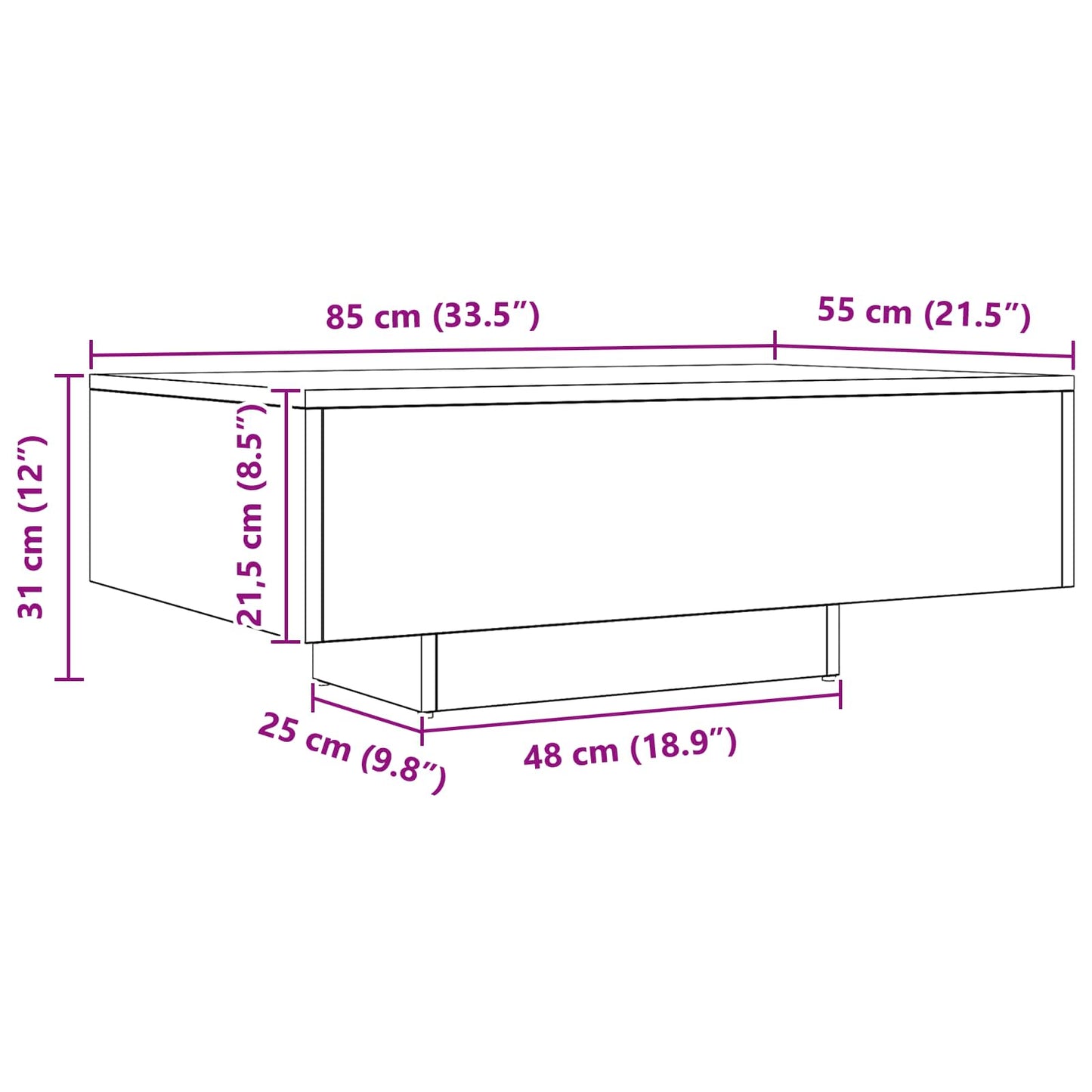 Sofabord Sort eg 85 x 55 x 31 cm
