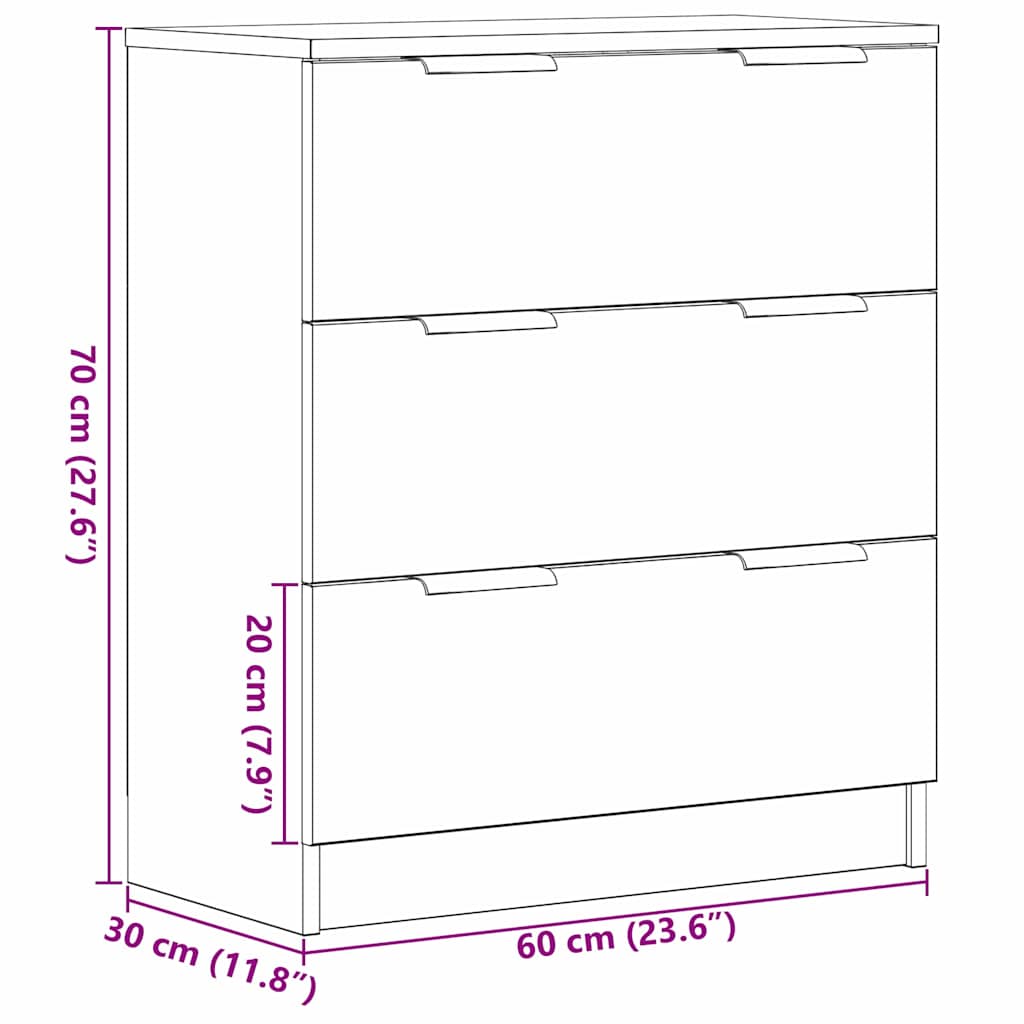 Sideboard Sort eg 60 x 30 x 70 cm Konstrueret træ