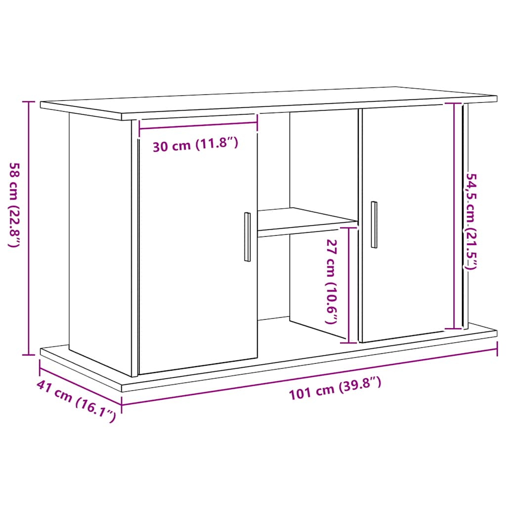 akvariestativ sort egetræ 101x41x58 cm konstrueret træ
