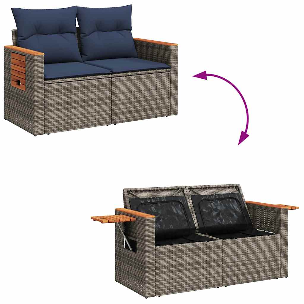 sofasæt til haven 8 dele med hynder polyrattan grå
