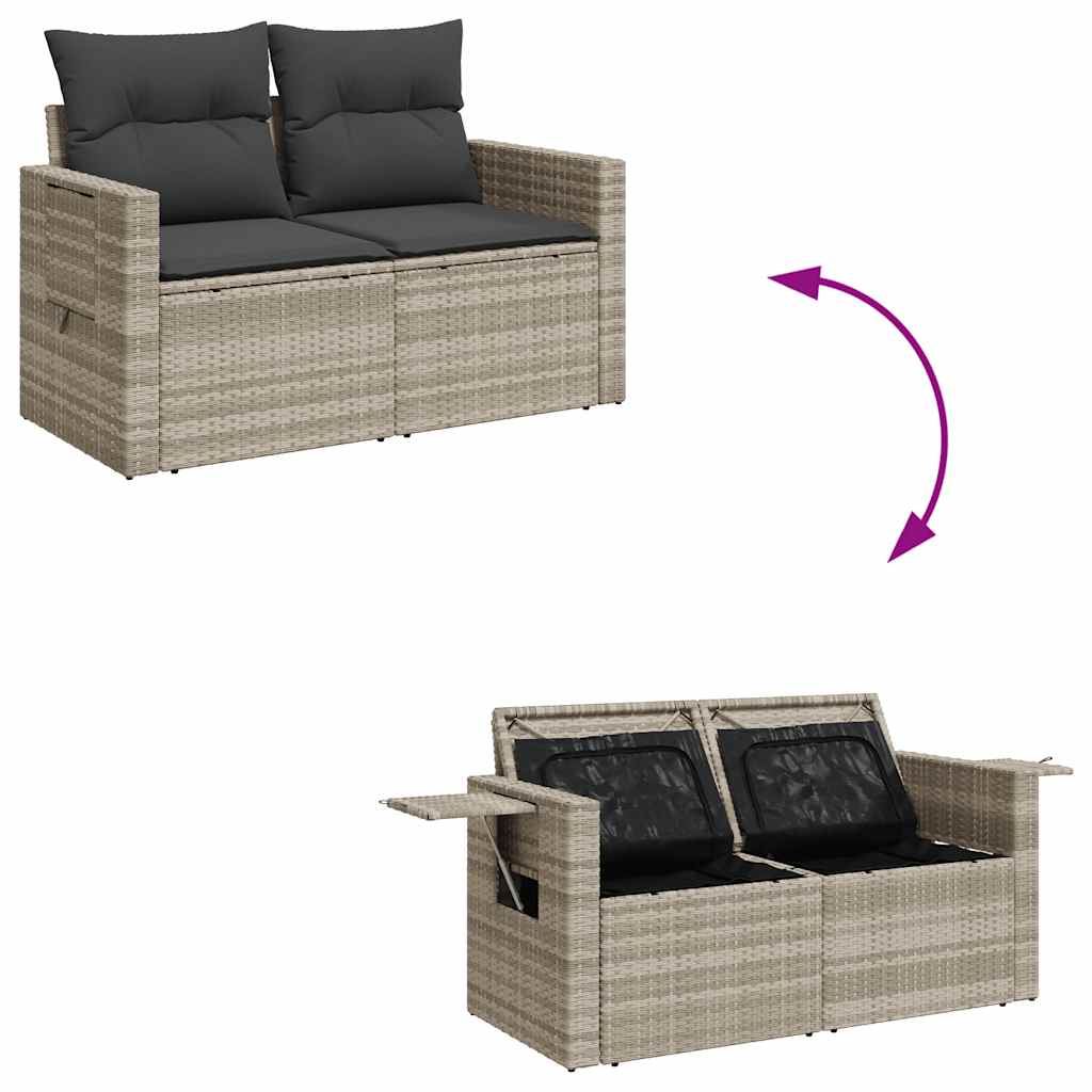 loungesæt til haven 11 dele med hynder polyrattan grå