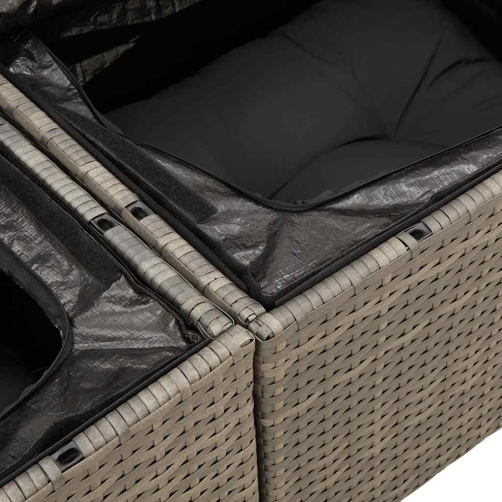 sofasæt til haven 6 dele med hynder polyrattan akacietræ grå