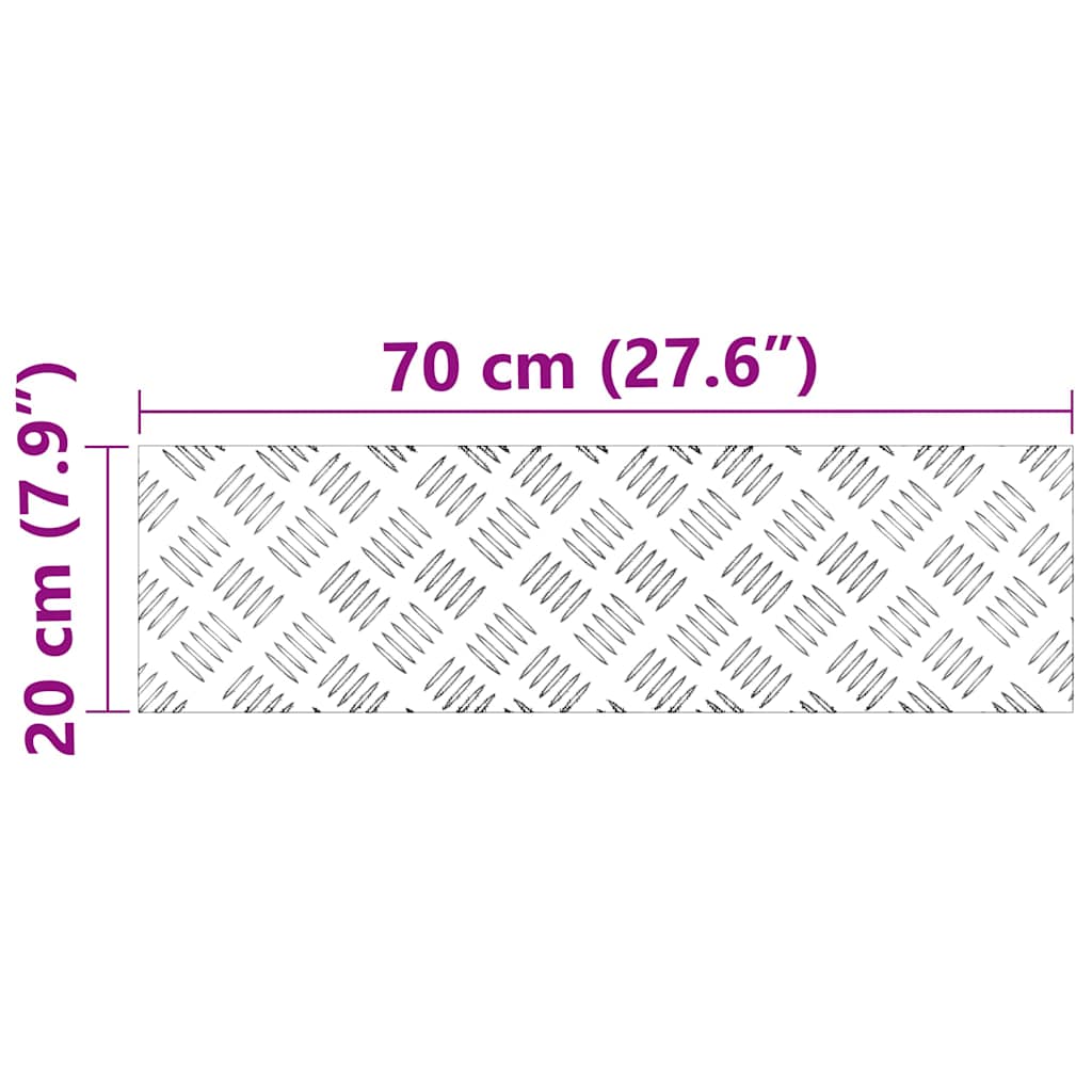 Trappe Tread Rektangulær 4 pcs Sølv 70 x 20 cm Aluminium