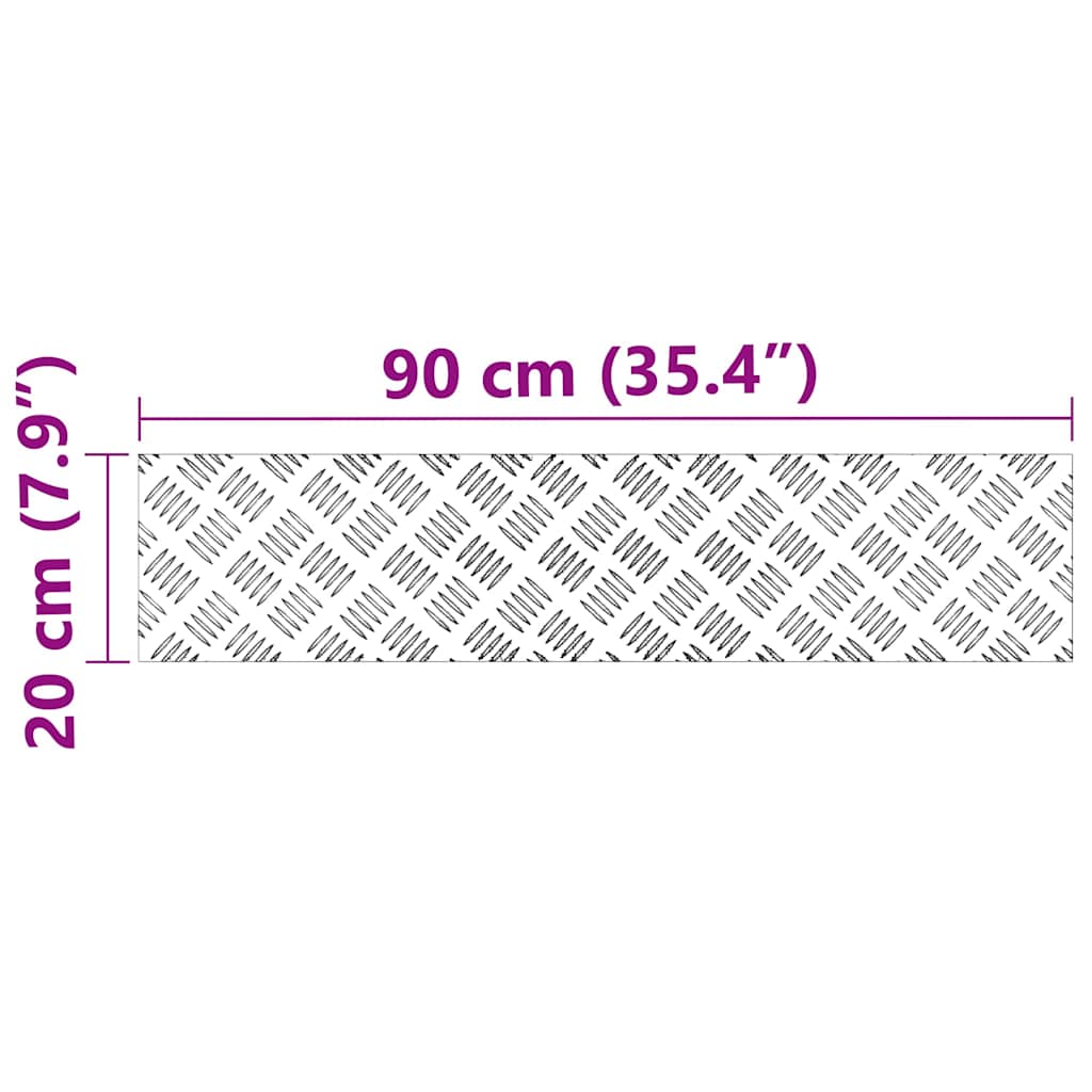 Trappe Tread Rektangulær 4 pcs Sølv 90 x 20 cm Aluminium