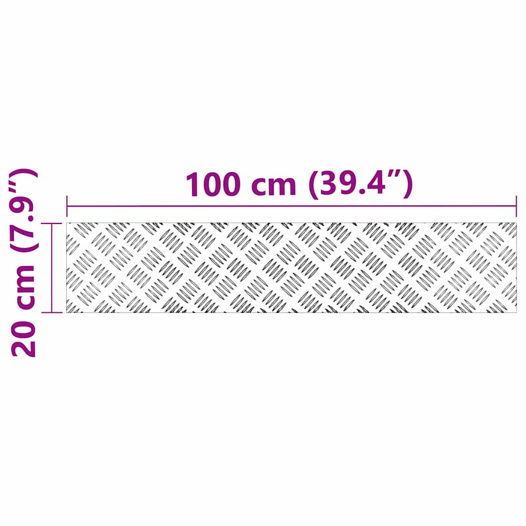 Trappe Tread Rektangulær 4 pcs Sølv 100 x 20 cm Aluminium