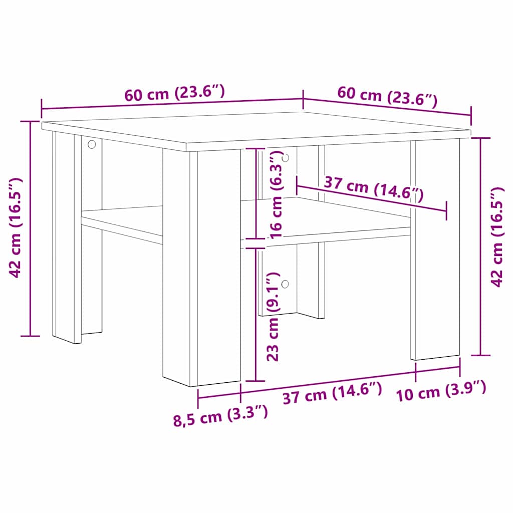 Sofabord Sort eg 60 x 60 x 42 cm Konstrueret træ