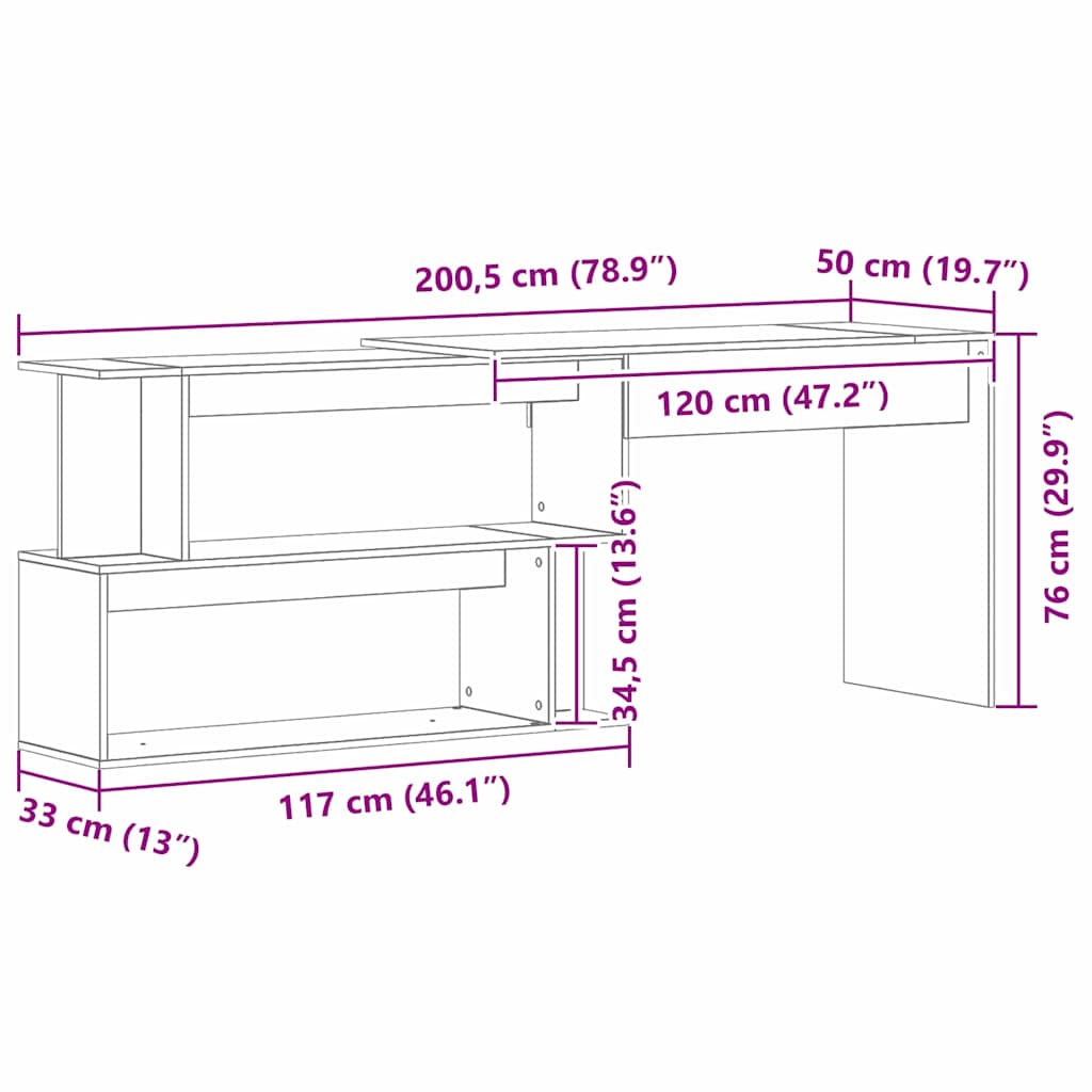 Bord Sort eg Konstrueret træ 200 x 50 x 76 cm