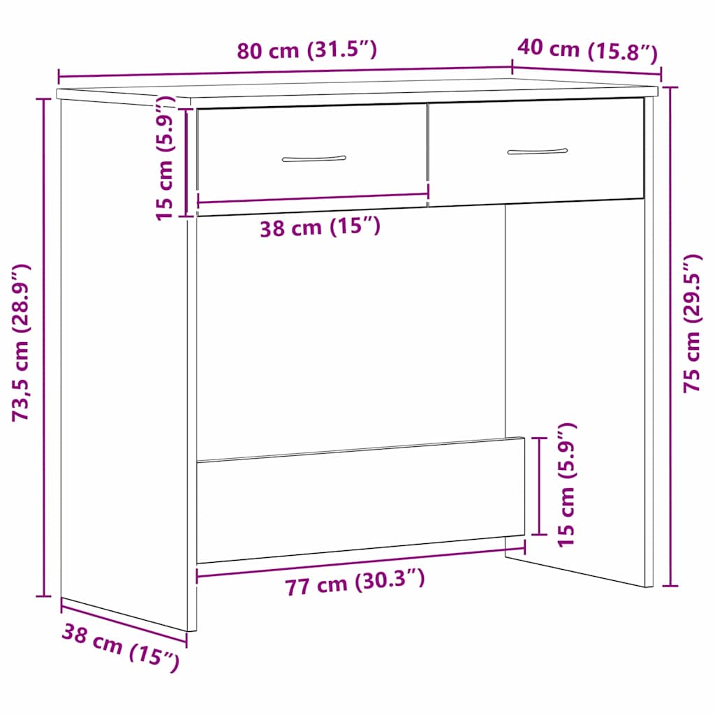 Bord Sort eg Konstrueret træ 80 x 40 x 75 cm