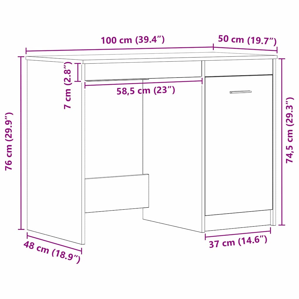 Bord Sort eg 100 x 50 x 76 cm Konstrueret træ