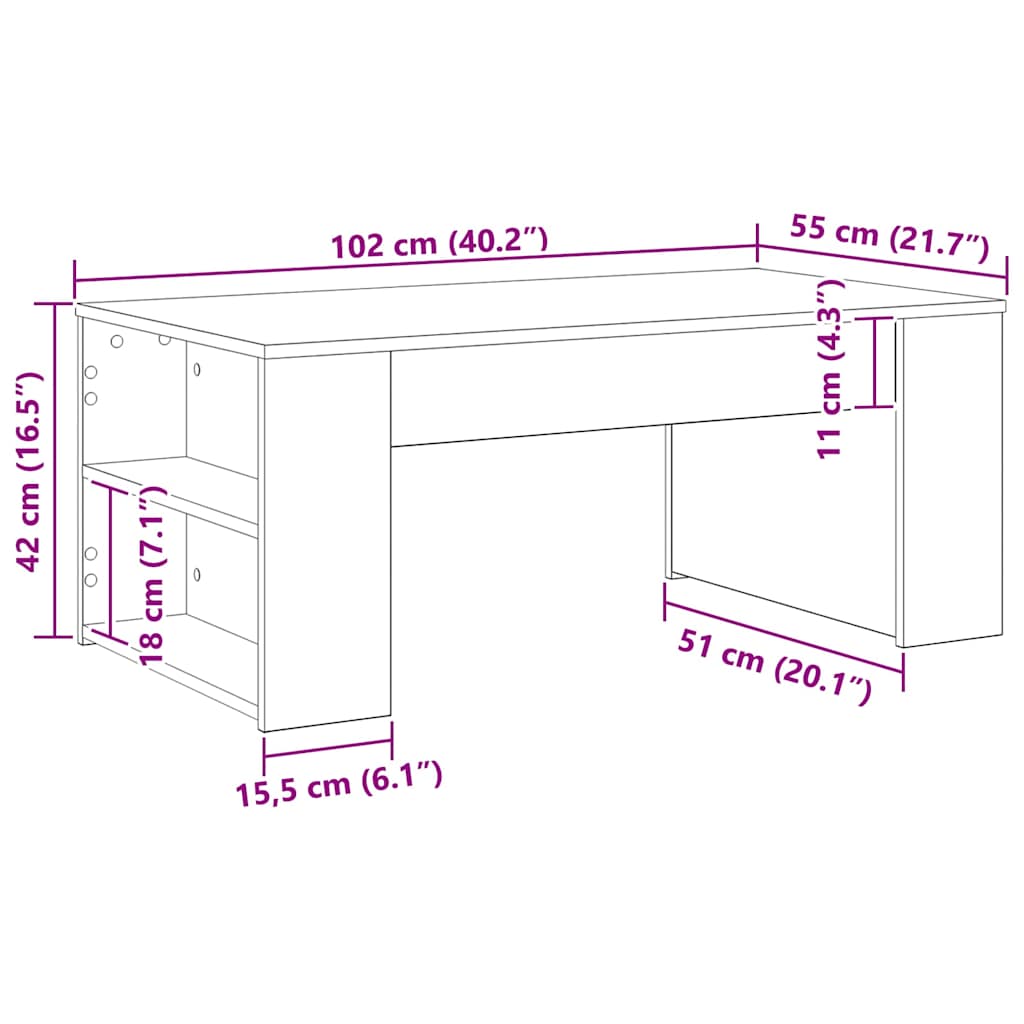 Sofabord Sort eg 102 x 55 x 42 cm Konstrueret træ