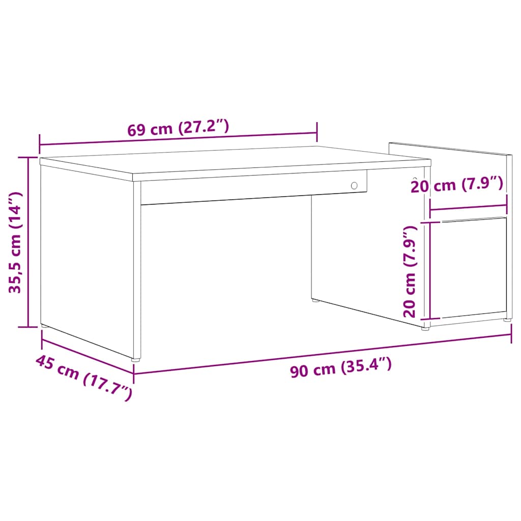 Sofabord Sort eg 90 x 45 x 35 cm Konstrueret træ