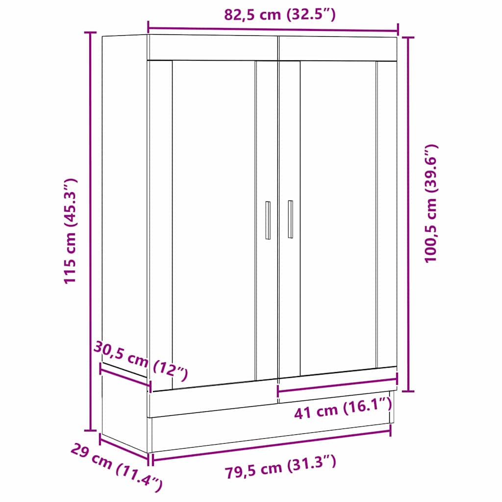 Bogskab 3 niveauer 82,5 x 30,5 x 115 cm Konstrueret træ Sort eg