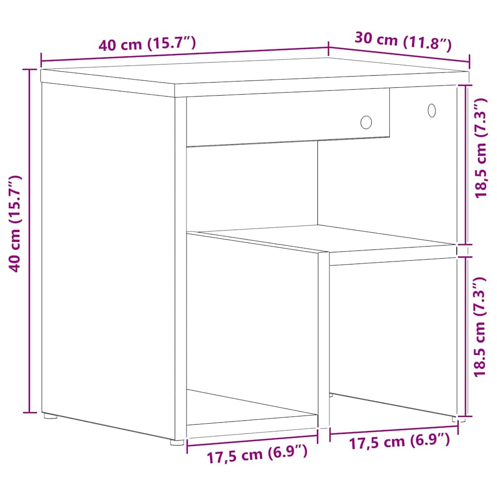 Natskab 2 pcs Sort eg 40 x 30 x 40 cm Konstrueret træ