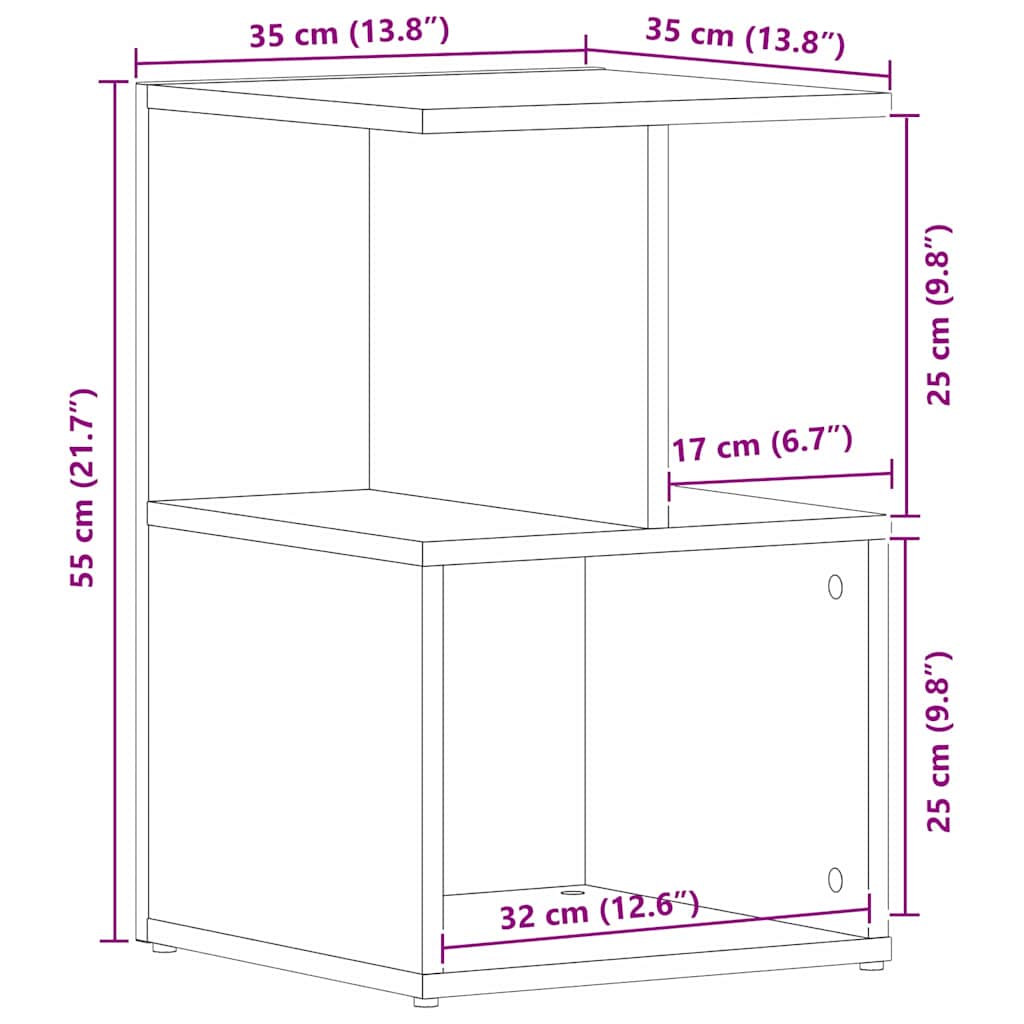 Natskab 2 pcs Sort eg 35 x 35 x 55 cm Konstrueret træ