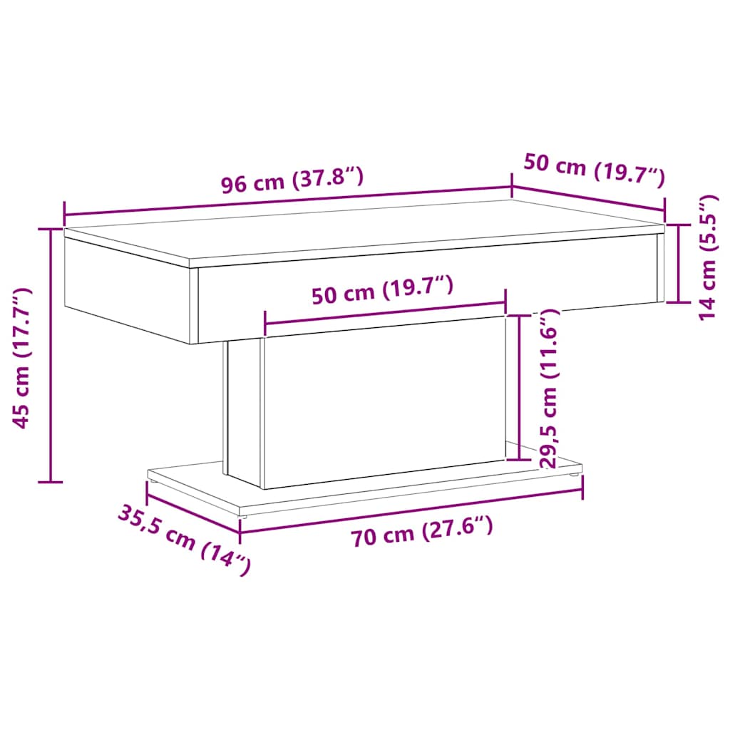 Sofabord Sort eg 96 x 50 x 45 cm Konstrueret træ