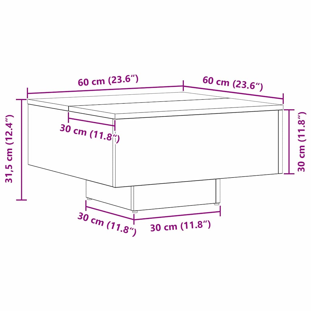Sofabord Sort eg 60 x 60 x 31,5 cm Konstrueret træ
