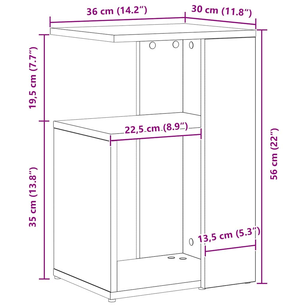 Sidebord Sort eg 36 x 30 x 56 cm Konstrueret træ