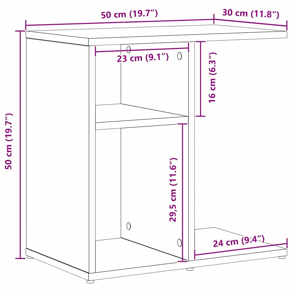 Sidebord Sort eg 50 x 30 x 50 cm Konstrueret træ