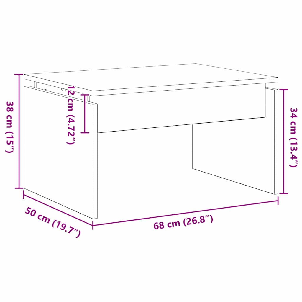 Sofabord Sort eg 68 x 50 x 38 cm Konstrueret træ