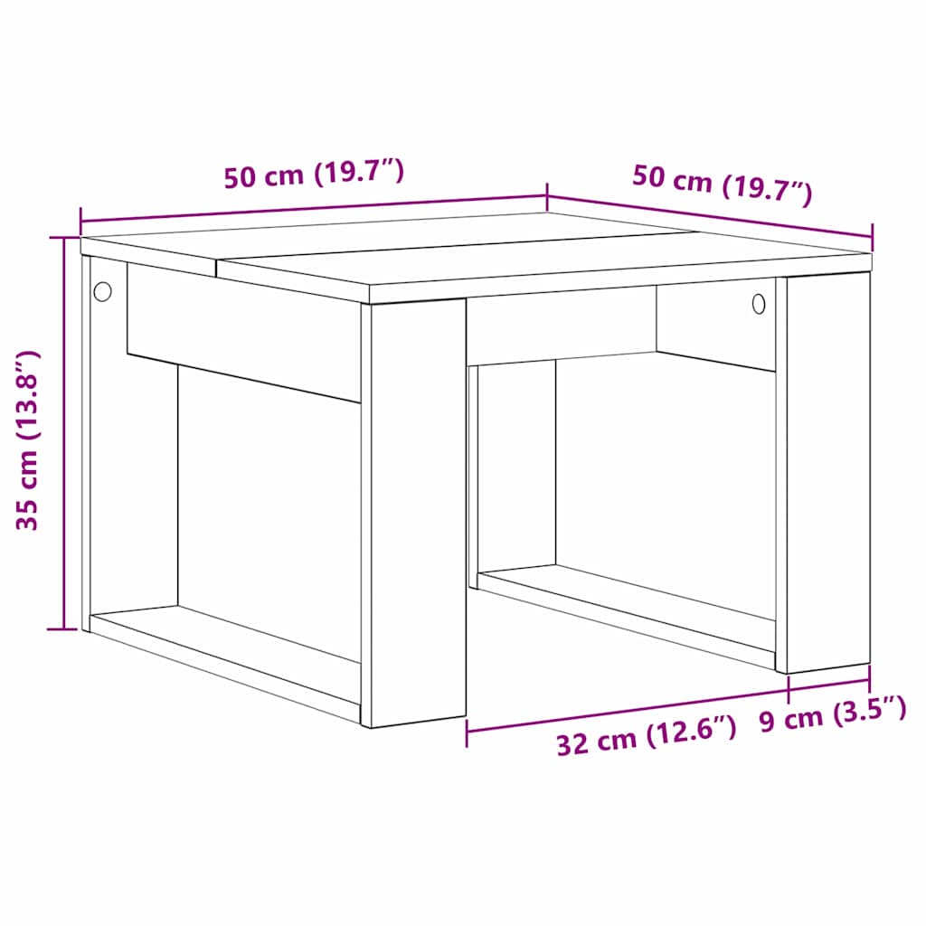 Sofabord Sort eg 50 x 50 x 35 cm Konstrueret træ
