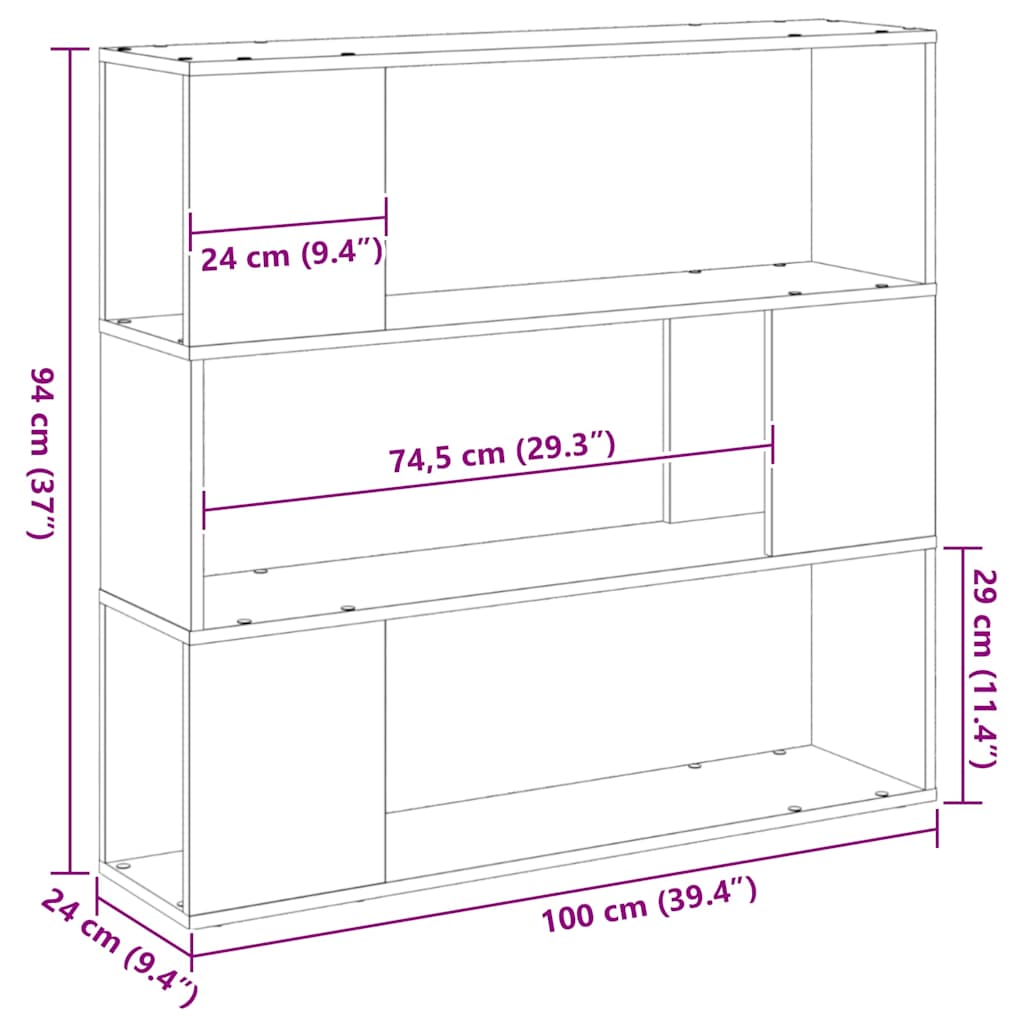 TV-møbelsæt Sort eg 100 x 24 x 94 cm Konstrueret træ