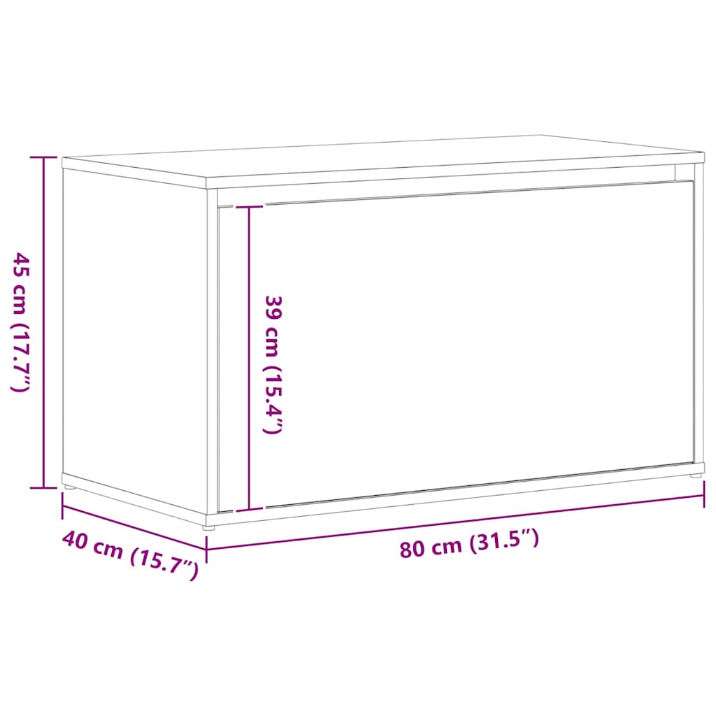 Hallbænk med skuffe Sort eg 80 x 40 x 45 cm Konstrueret træ