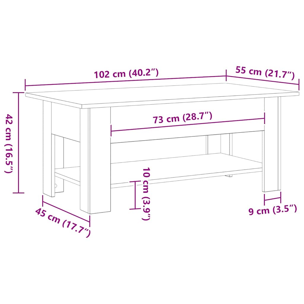 Sofabord Sort eg 102 x 55 x 42 cm Konstrueret træ